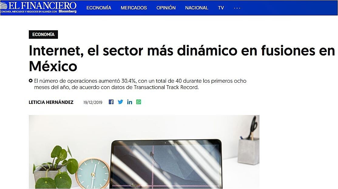 Internet, el sector ms dinmico en fusiones en Mxico